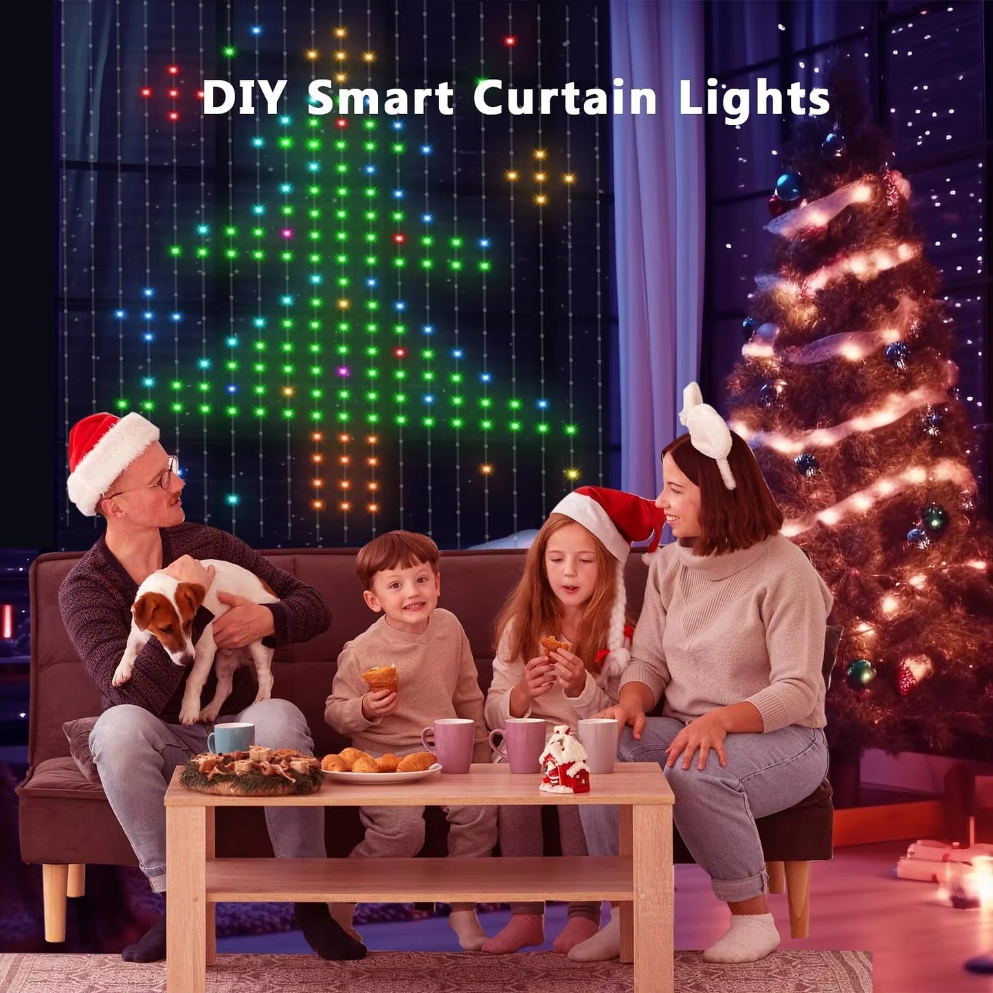 400Leds Smart Curtain String Light Bluetooth APP Control Christmas Fairy Light DIY Picture Display Garland Party Wedding Decor