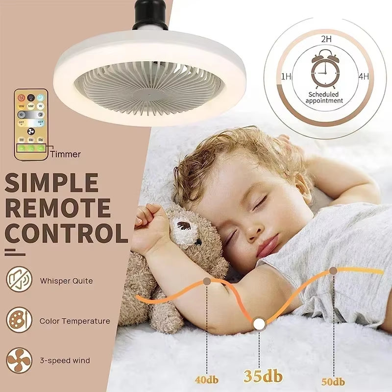 New LED Fan Light for Home Living Room Three Color Ceiling Fan Light Remote Control and Switching to Bedroom Fan Light