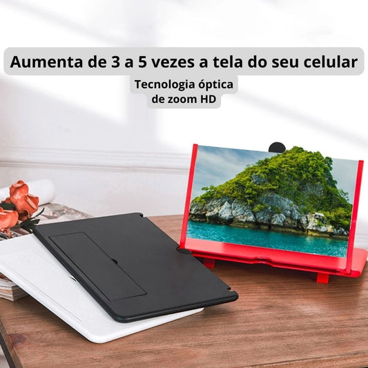 Suporte para celular com ampliador de imagens