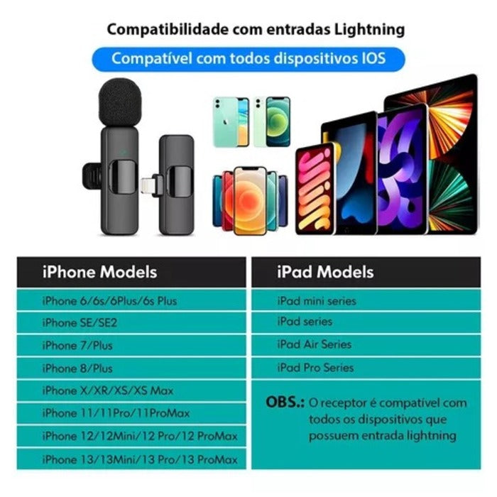 MICROFONE LAPELA S/ FIO PARA IPHONE