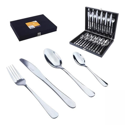 kit faqueiro inox 24 peças maleta de madeira