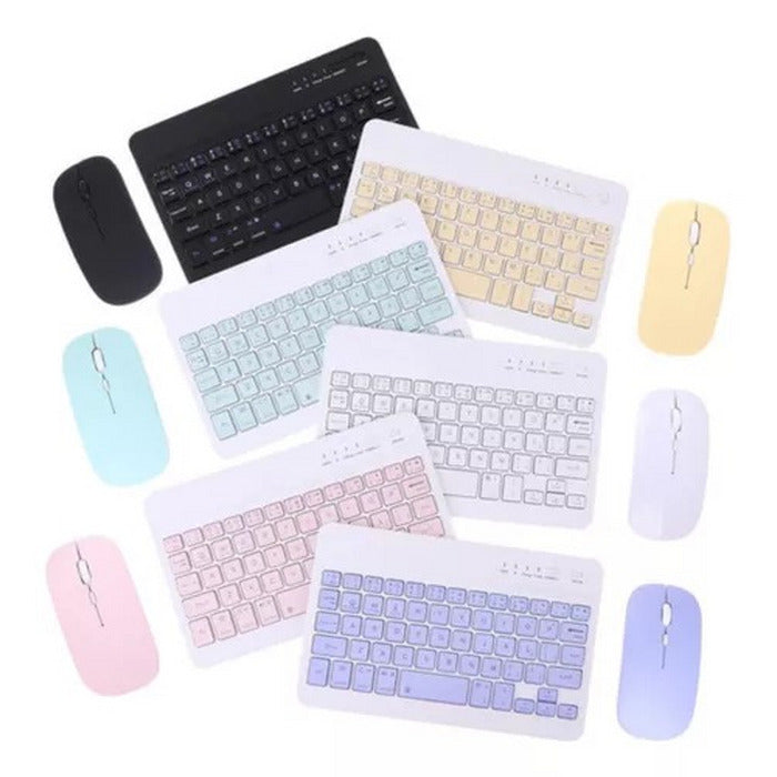 TECLADO + MOUSE SEM FIO PARA TABLET E CELULAR COMPACTO RECARREGAVEL BLUETOOTH