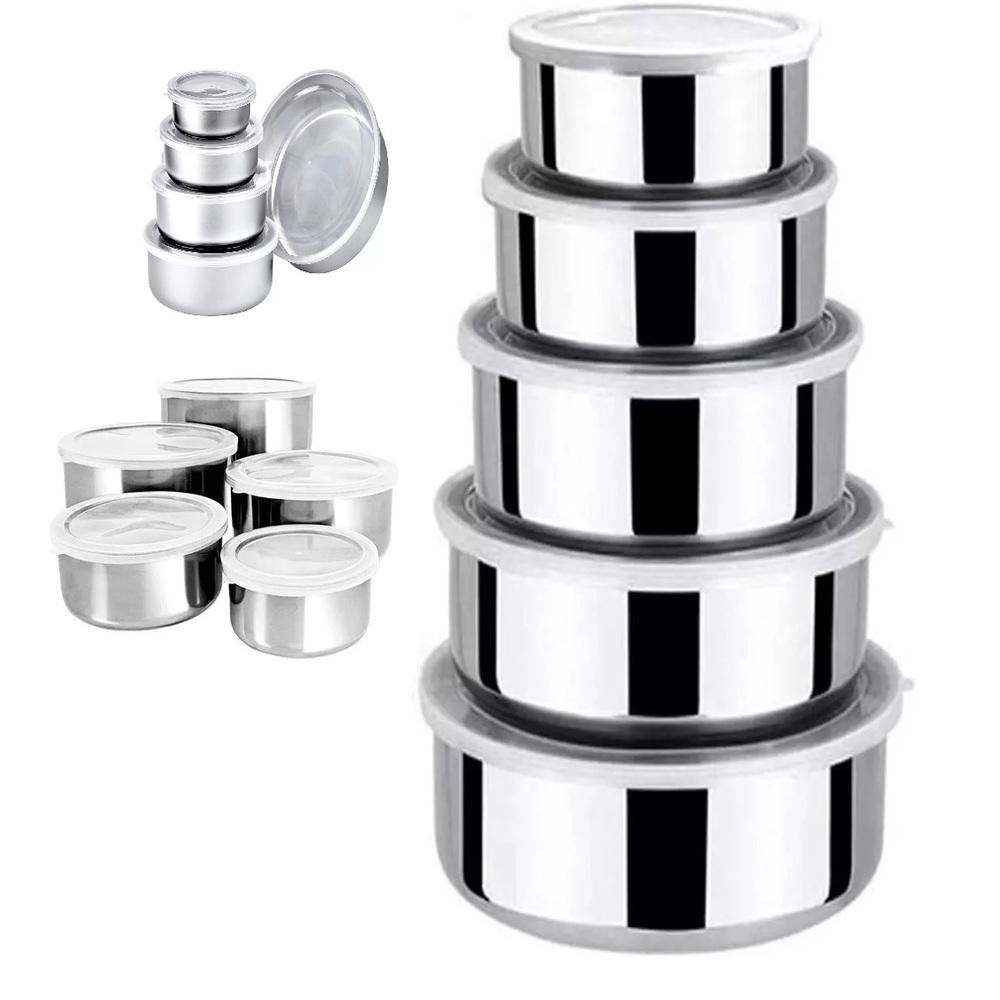 KIT 5 POTES TIGELAS INOX