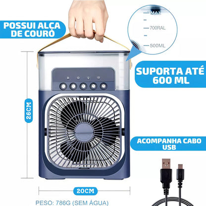 VENTILADOR PORTÁTIL UMIDIFICADOR COM RESERVATÓRIO ÁGUA E GELO 03 VELOCIDADES